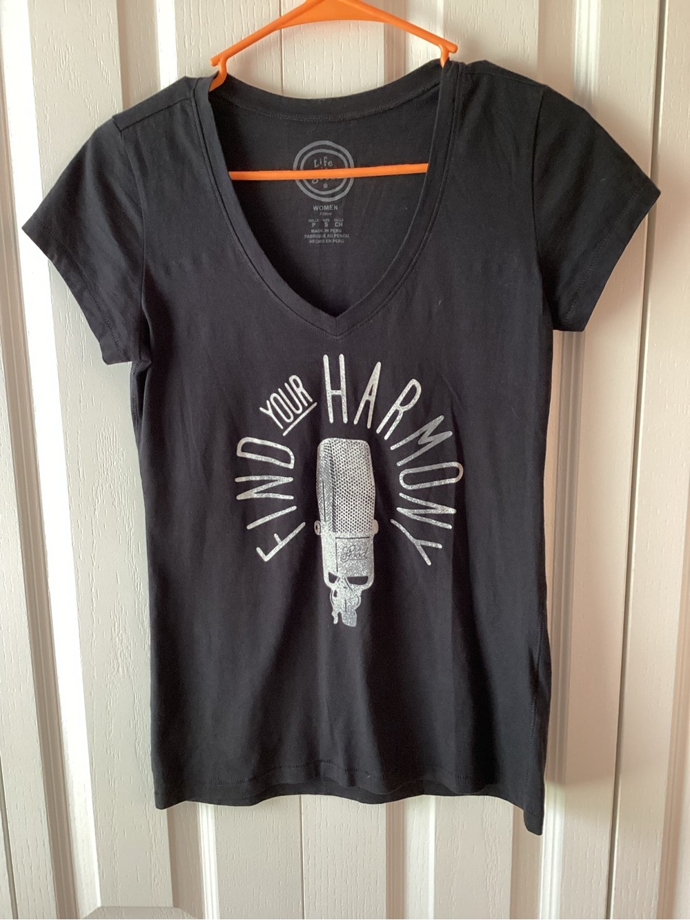 Life Is Good Black V-Neck 'Find Your Harmony' Graphic Tee